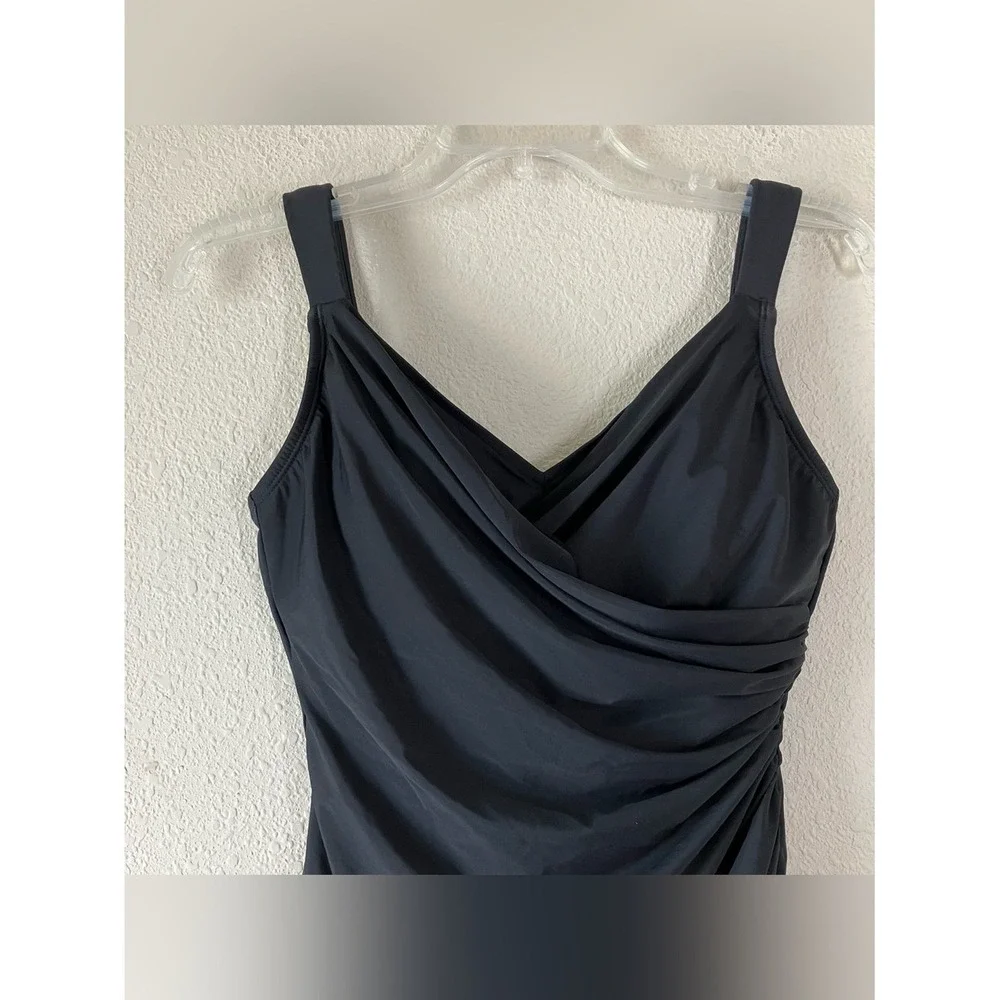 LANDS' END SlenderSuit One Piece Swimsuit 6P NEW Skirted Low Leg UPF Black Beach